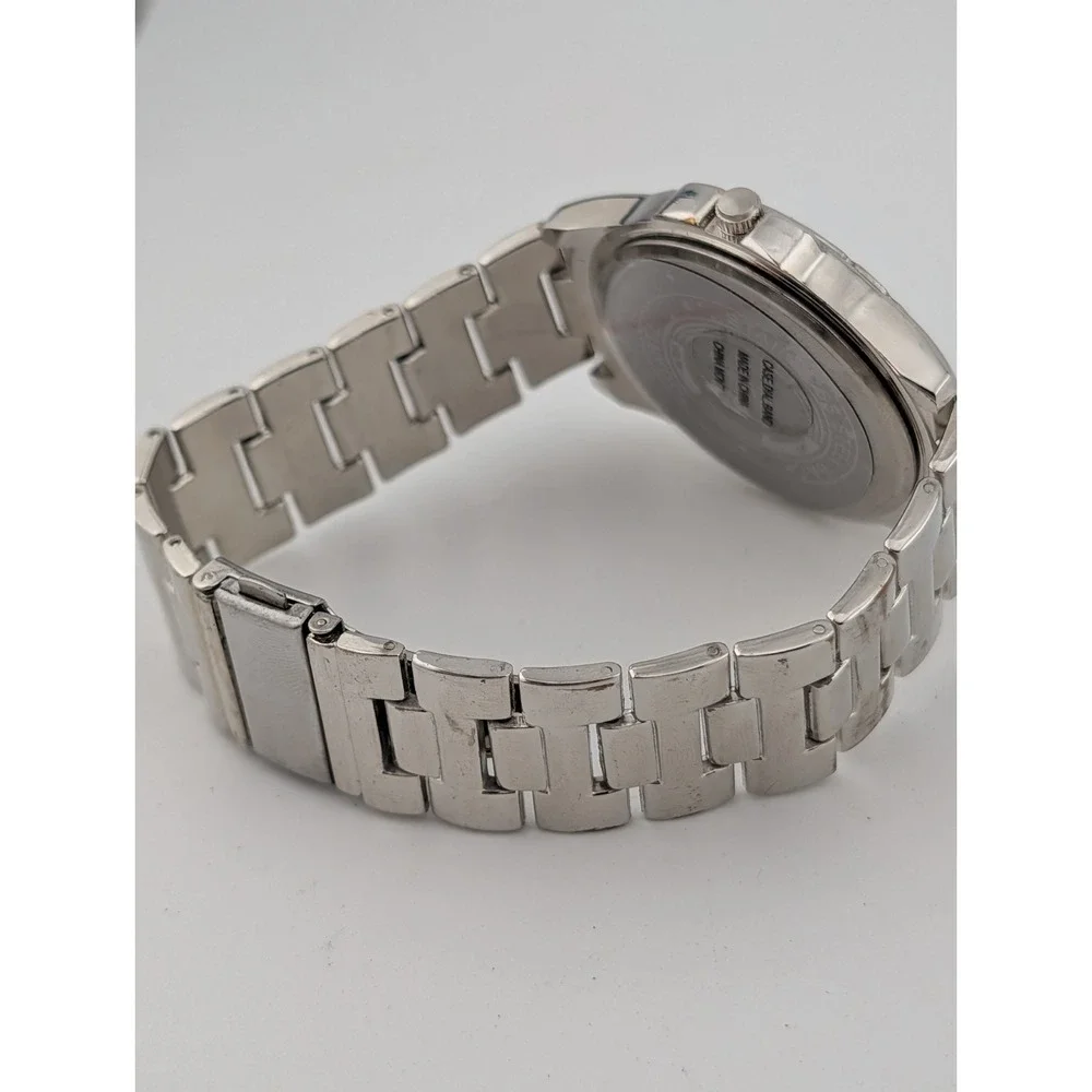 Qbos Watch Men 43mm Case Blue Dial Silver 7.75